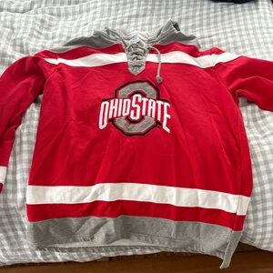 Champion Red and Gray Ohio State Hoodie